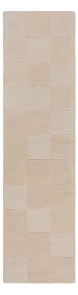 Béžový ručně tkaný vlněný běhoun 60x230 cm Checkerboard – Flair Rugs