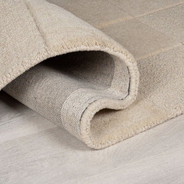 Béžový ručně tkaný vlněný běhoun 60x230 cm Checkerboard – Flair Rugs