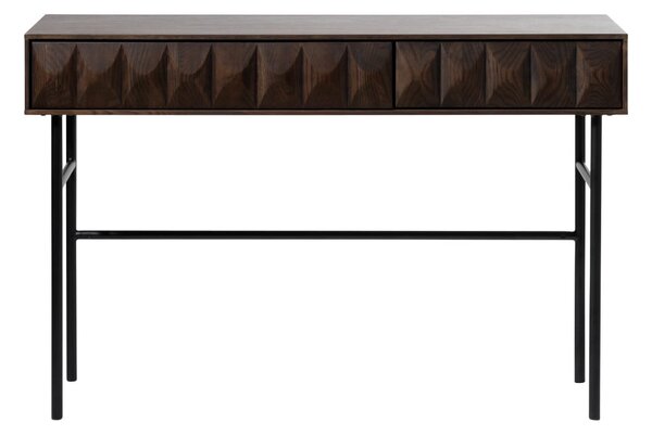 Tmavě hnědý konzolový stolek s deskou v dubovém dekoru 39x117 cm Latina – Unique Furniture