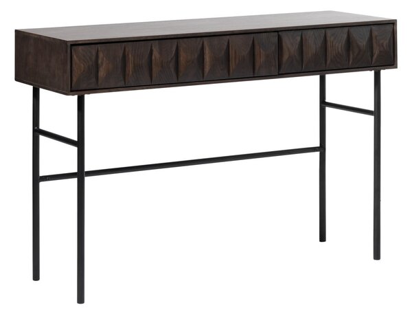 Tmavě hnědý konzolový stolek s deskou v dubovém dekoru 39x117 cm Latina – Unique Furniture
