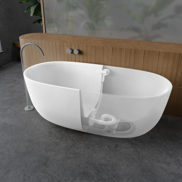 Kaldewei Meisterstück Oyo Duo - Volně stojící vana 1630x770 mm, s odtokem Klik-Klak a designovým přepadem, alpská bílá 205043530001