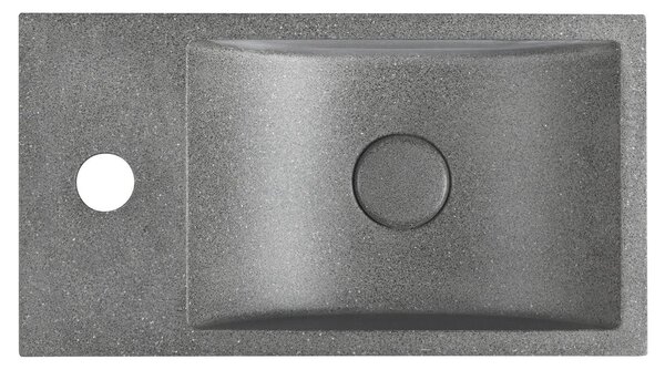 Sapho Sapho, CREST L betonové umyvadlo včetně výpusti, 40x22 cm, černý granit, AR403