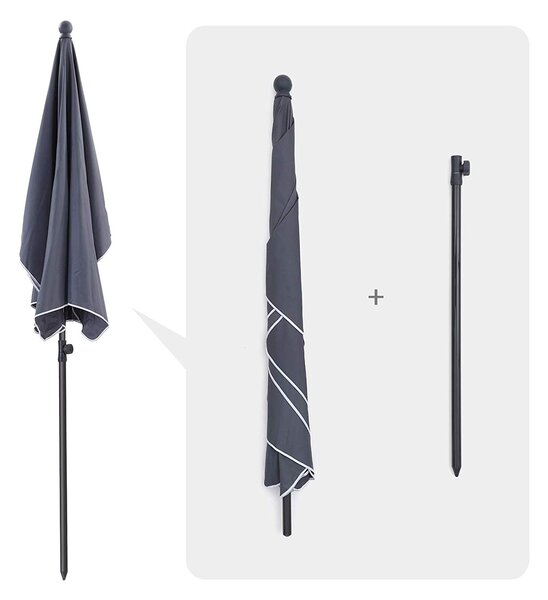 SONGMICS Zahradní slunečník Royal 200x125 cm šedý