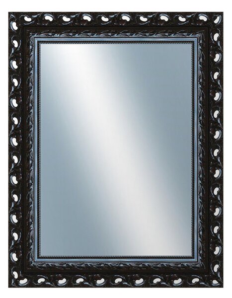 DANTIK - Zarámované zrcadlo - rozměr s rámem cca 70x90 cm z lišty ROKOKO černá lesklá (2632)