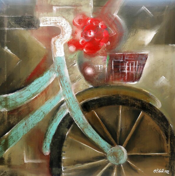 Ručně malovaný obraz od Milan Čihák - "Cyklo zátiší", rozměr: 50 x 50 cm