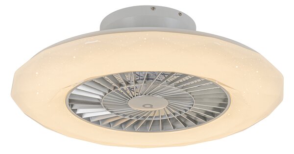 Chytrý stropní ventilátor stříbrný včetně LED s hvězdicovým efektem stmívatelný - Clima