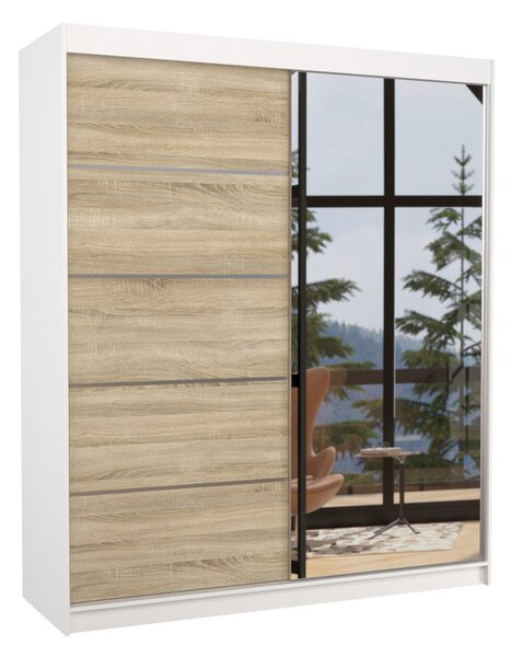 Sliding wardrobe with mirror and lighting LED CARO 180