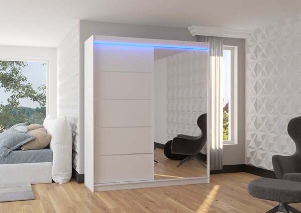 Sliding wardrobe with mirror and lighting LED CARO 180