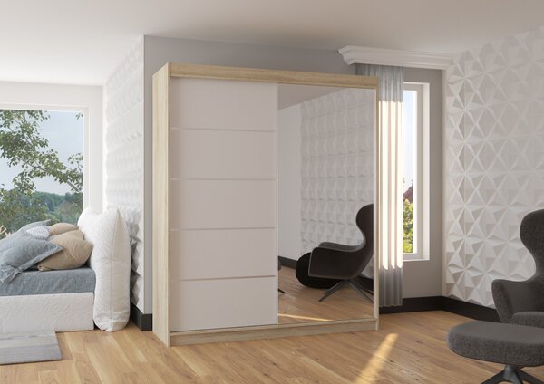 Sliding wardrobe with mirror and lighting LED CARO 180