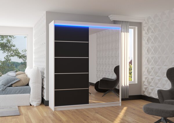 Sliding wardrobe with mirror and lighting LED CARO 180