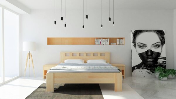 TEXPOL LUCIA - masivní buková postel s ozdobným čelem 200 x 200 cm