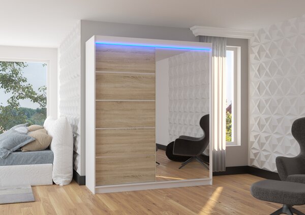 Sliding wardrobe with mirror and lighting LED CARO 180