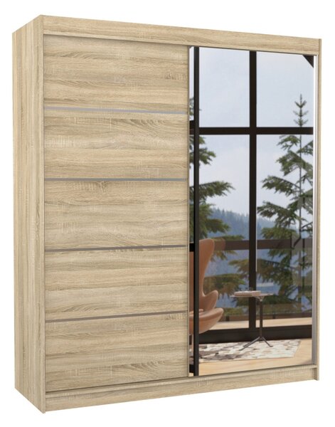 Sliding wardrobe with mirror and lighting LED CARO 180
