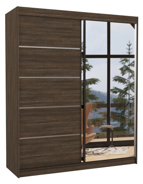 Sliding wardrobe with mirror and lighting LED CARO 180