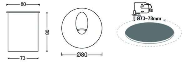 ACA Lighting LED venkovní zapuštěné svítidlo do zdi 3W 55lm 230V 3.000K tmavě šedá CRI80 IP65 30.000h LG721130G