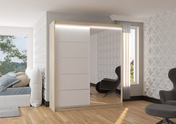 Sliding wardrobe with mirror and lighting LED CARO 180