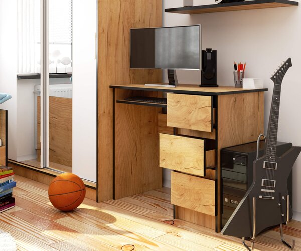 Ak furniture Psací stůl A-6 90 cm dub craft zlatý pravý