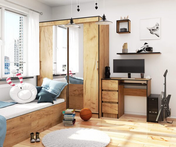 Ak furniture Psací stůl A-6 90 cm dub craft zlatý levý