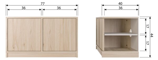 Modulární TV stolek v dekoru dubu v přírodní barvě 77x44 cm Modulair – vtwonen