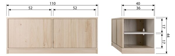 Modulární TV stolek v dekoru dubu v přírodní barvě 110x44 cm Modulair – vtwonen