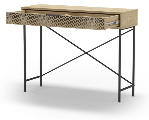 Konzolový stolek v dekoru dubu v přírodní barvě 35.5x110 cm Ecrin – Marckeric