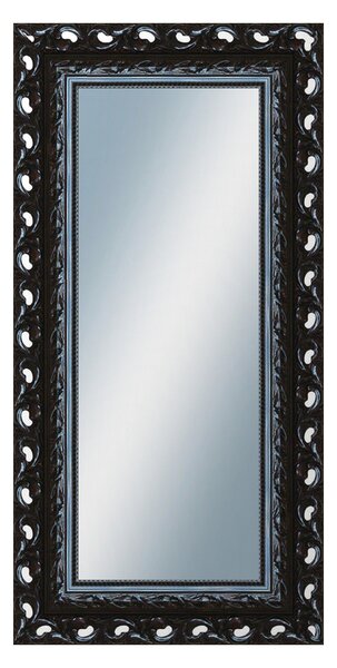 DANTIK - Zarámované zrcadlo - rozměr s rámem cca 50x100 cm z lišty ROKOKO černá lesklá (2632)