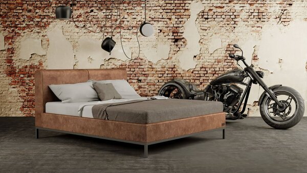 Materasso INDUSTRY - designová postel s čalouněným čelem (typ potahu A) ATYP