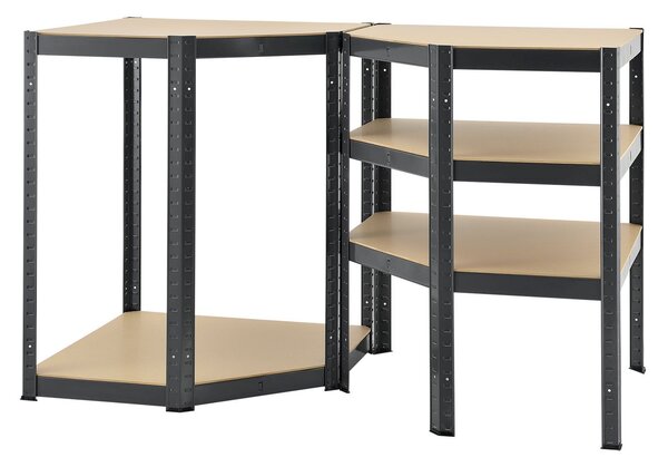 Juskys Rohový regál Basic 180x70x40 cm - šedý