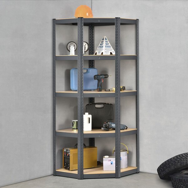 Juskys Rohový regál Basic 180x70x40 cm - šedý