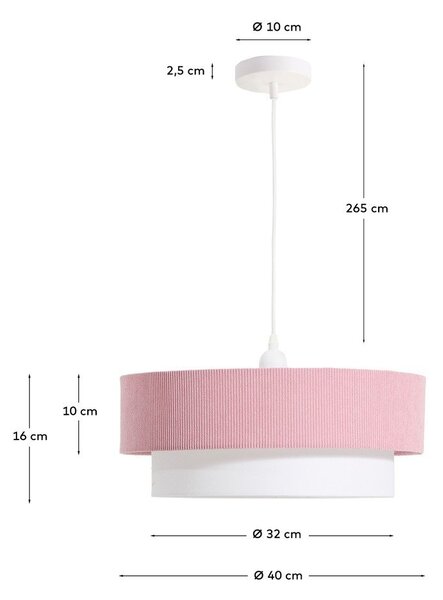 Bílý/světle růžový dětský lustr s textilním stínidlem Bianella – Kave Home