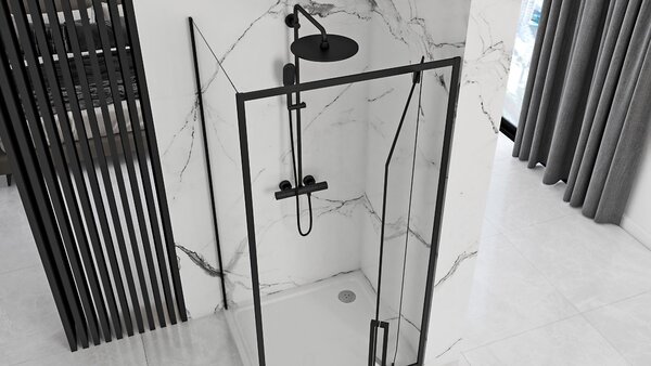 Sprchový kout REA RAPID SWING 120/dveře x 90/zástěna cm, černý/transparent - bez vaničky