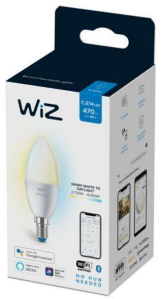LED Žárovka WiZ Tunable White 8718699787073 E14 C37 4,9-40W 470lm 2700-6500K, stmívatelná