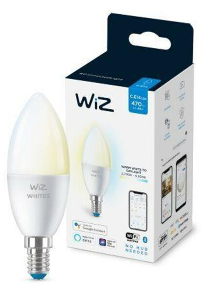 LED Žárovka WiZ Tunable White 8718699787073 E14 C37 4,9-40W 470lm 2700-6500K, stmívatelná
