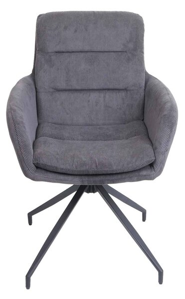 Jídelní židle HWC-K32, kuchyňská židle křeslo židle, otočná automatická poloha, látka MVG Cord grey