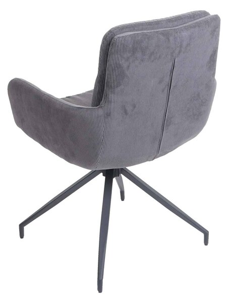 Jídelní židle HWC-K32, kuchyňská židle křeslo židle, otočná automatická poloha, látka MVG Cord grey