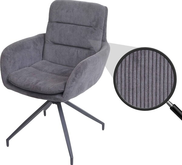 Jídelní židle HWC-K32, kuchyňská židle křeslo židle, otočná automatická poloha, látka MVG Cord grey
