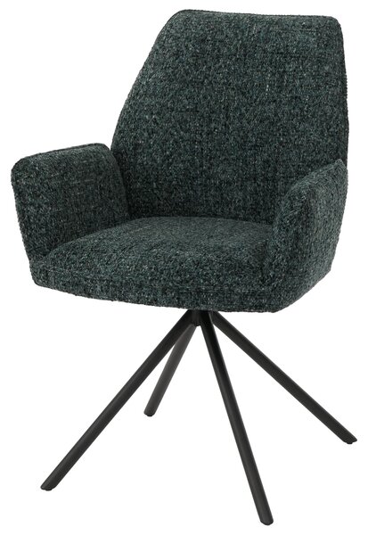 Jídelní židle HWC-G67, kuchyňská židle, otočná, s automatickou aretací polohy, potah z mikrovlákna (410 g/m²), konstrukce černá, potah tmavě zelený
