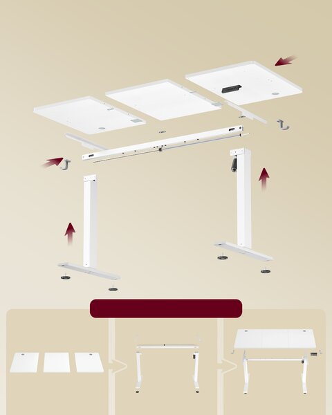 VASAGLE Výškově nastavitelný psací stůl paměť 4 polohy 140 x 72-120 x 60 cm bílá