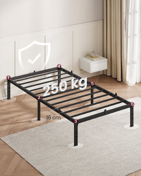 VASAGLE Kovový rám postele 90 x 200 cm černá