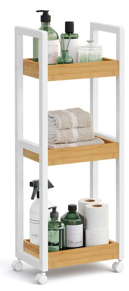 SONGMICS Koupelnový vozík do niky 20 x 80 x 30 cm bambus bílá