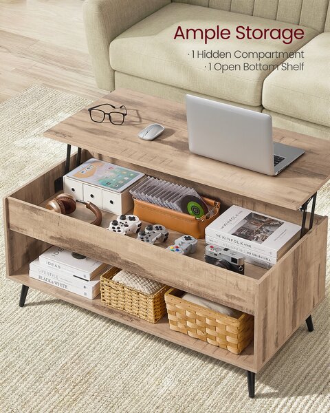 VASAGLE Konferenční stolek s výsuvnou deskou 100 x 45 x 50 cm hnědá černá