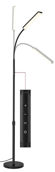 VASAGLE Stojací lampa 15 W nastavitelná výška 141–175 cm dálkové ovládání černá