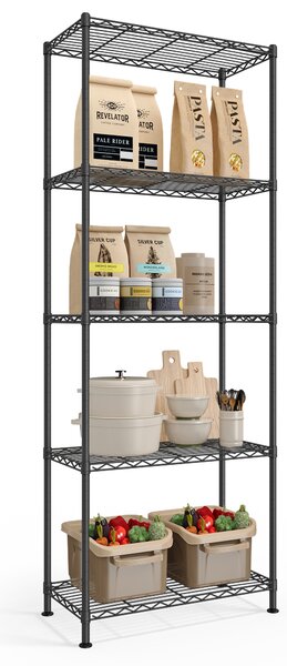 SONGMICS Kovový regál nastavitelné police 5 pater 60 x 161 x 30 cm černá