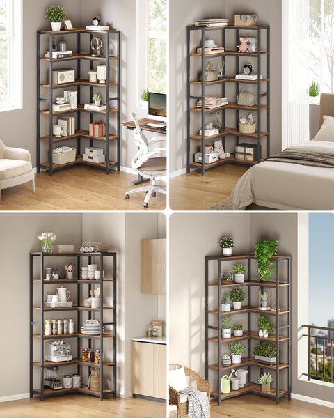 VASAGLE Knihovna variabilní 6 polic 107 cm x 172 x 24 cm moderní styl hnědá