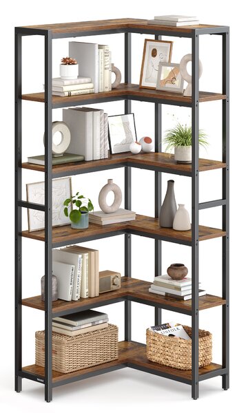 VASAGLE Knihovna variabilní 6 polic 107 cm x 172 x 24 cm moderní styl hnědá