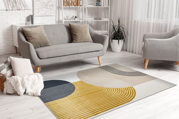 Makro Abra Kusový koberec FUSION 0240 Moderní Geometrický krémový žlutý Rozměr: 80x150 cm