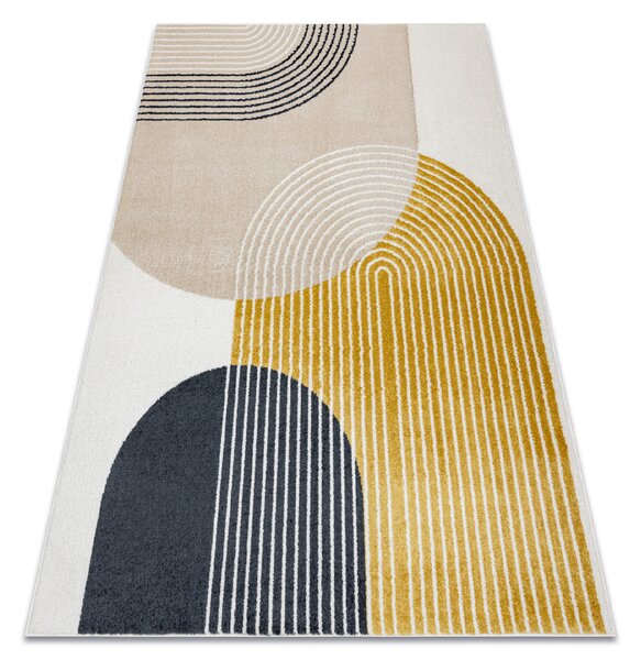 Makro Abra Kusový koberec FUSION 0240 Moderní Geometrický krémový žlutý Rozměr: 80x150 cm