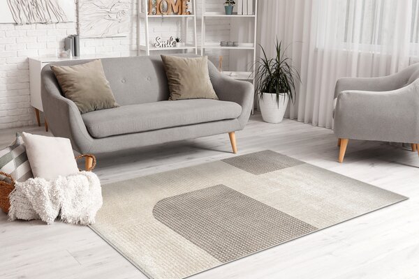Makro Abra Kusový koberec FUSION 0805 Geometrický Moderní krémový béžový Rozměr: 80x150 cm