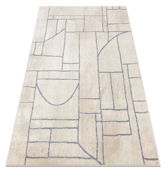 Makro Abra Kusový koberec FUSION 0806 Geometrický Moderní krémový světle šedý Rozměr: 80x150 cm