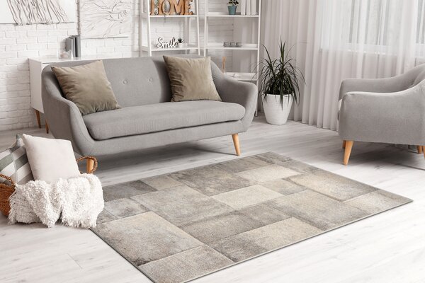 Makro Abra Kusový koberec FUSION 1200 Geometrický Moderní krémový béžový Rozměr: 80x150 cm